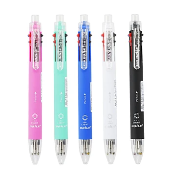 1 Многофункциональная ручка 6 в 1 с шариковой ручкой 0,7 мм 5 цветов для заправки шариковой ручки и набором механических карандашных грифелей 0,5 мм Многоцветная ручка