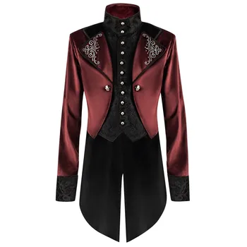 Официальный костюм на Хэллоуин, мужская средневековая ретро куртка принца-вампира, готический сюртук, смокинг, мужские пальто в стиле стимпанк больших размеров
