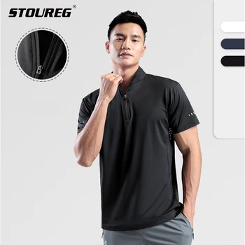 Мужская летняя спортивная футболка на молнии, быстросохнущие футболки для бега с короткими рукавами, тренировочный топ для фитнеса, повседневная спортивная одежда для тренировок