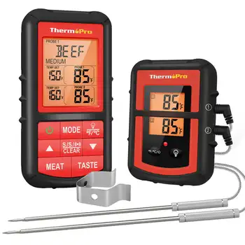 Беспроводной термометр для мяса с двойным зондом для мяса, цифровой термометр для мяса для приготовления пищи, беспроводной для курильщика, термометр для барбекю-гриля 