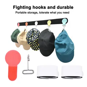 Вешалка-органайзер для бейсбольных шляп 2шт Надежно хранит простую установку Съемной крепежной ленты без перфорации, крючок для пальто