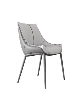 Итальянский легкий Роскошный обеденный стул высокого класса, Простой современный обеденный стул со спинкой, Дизайнерский кожаный стул в скандинавском минималистичном стиле