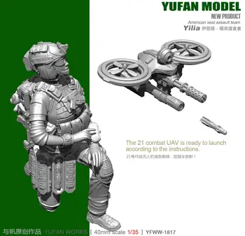 Модель Yufan 1/35 Resin Soldier Model Kit Фигурка американской Женщины-Пилота И Дрона YFWW35-1817