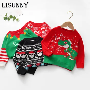 2023 Новый Осенне-зимний Новый Детский Рождественский свитер, пальто для девочек, детская одежда, детский хлопковый толстый шерстяной топ, пуловер для мальчиков от 2 до 7 лет