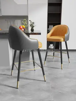 Барный стул бытовой Nordic Light, роскошный стульчик для кормления, стул для кафе со спинкой, высокий табурет, стойка кассира, барный стул