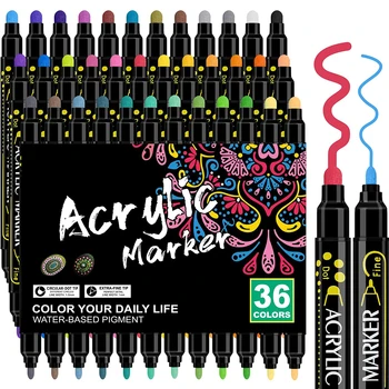 36 Цветов Акриловых ручек с двойным наконечником, Маркеры, акриловые ручки премиум-класса для наскальной живописи, товары для рукоделия Своими руками