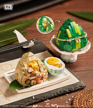 LOZ Lizhi ZongZi Lo Mai Gai, игрушка для сборки утреннего чая, Креативные строительные блоки для фестиваля лодок-драконов