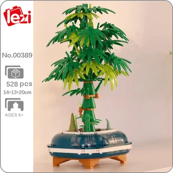 Lezi 00389 Eternal Herb Plant Safety Lucky Bamboo Shoot Бонсай Горшок Модель DIY Мини Блоки Кирпичи Строительная Игрушка Для Детей Без Коробки