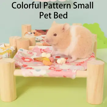 Летняя кроватка для милого хомячка, Съемное Гнездышко для маленького питомца из хлопка с цветочным животным принтом