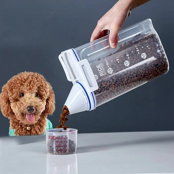 Герметичные расходные материалы для измерения пищевых продуктов Пластиковая чашка для хранения кошек, ведро, контейнер для банок, резервуар для влагостойких аксессуаров для домашних животных, собака с