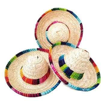 Сумасшедшая ночь, мини-сомбреро из натуральной соломы, Новый дизайн, мини-мексиканская шляпа, праздничная вечеринка, День рождения, украшения для вечеринки