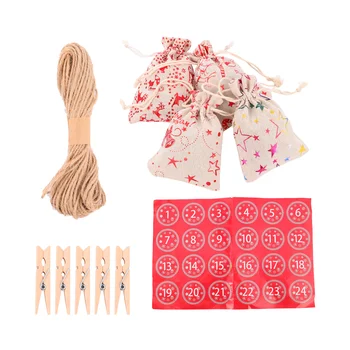 Набор пакетов для упаковки рождественских конфет Льняной шнурок Украшения для вечеринок Декор камина