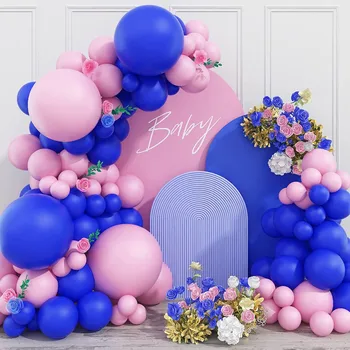 Сине-розовый набор гирлянд из воздушных шаров, раскрывающий пол, вечеринка, подарок на крещение ребенка, раздача подарков на день рождения, фоновое украшение для вечеринки