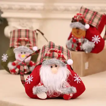 Подарочная сумка, которую легко носить с собой, Рождественская сумка для конфет, праздничные Рождественские подарочные пакеты, очаровательные мультяшные дизайны Санта-Снеговика для вечеринки