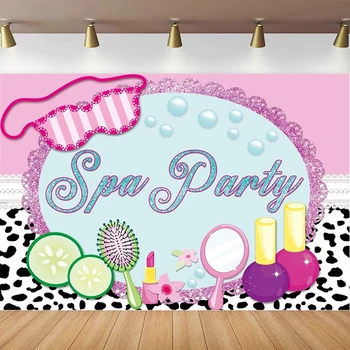 Украшения для вечеринки в спа-салоне для девочек, нежно-розовый фон для фотосъемки, макияж принцессы, плакат на день рождения, Фотобудка, баннер