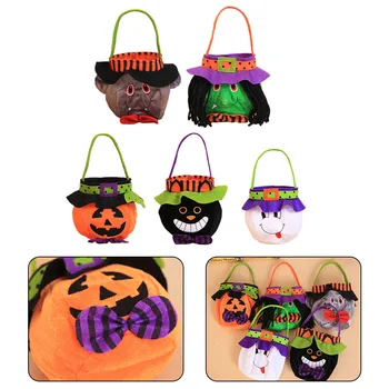 Сумки для угощений для детей на Хэллоуин, сумки для конфет, подарочные сумки для вечеринок, подарочные сумки для украшения Дня Хэллоуина, сумки с тыквенными ручками