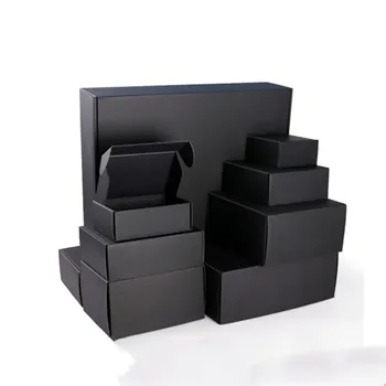 5шт Сверхтвердая Черная картонная коробка Из плотной гофрированной бумаги Упаковочная коробка для деловой доставки Почтовый ящик Нужен логотип