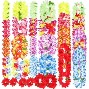 18 Комплектов Гавайского Рождественского венка, украшения двери, Гавайская вечеринка, гирлянда из искусственных цветов, ожерелье Luau Luau Flower