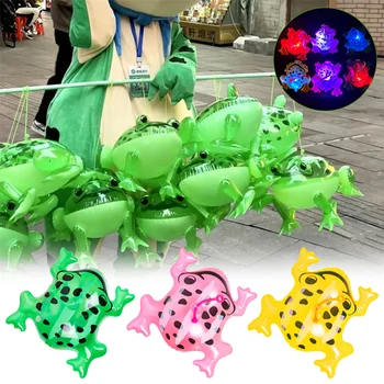 Светящаяся надувная Зеленая Прыгающая лягушка, Жаба, Баллон, игрушка в виде животного в джунглях, Забавный подарок для детской вечеринки, Украшение на День рождения, свадьбу