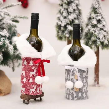 Сумка для крышки от бутылки вина Рождественское украшение для вина Праздничная одежда для бутылки вина Подарочный бокал для вина с ананасом