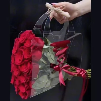 Простой подарочный пакет с цветами, Прозрачный Упаковочный пакет для цветов, Праздничный Букет, Пакет для подарочной упаковки цветов высокой прозрачности