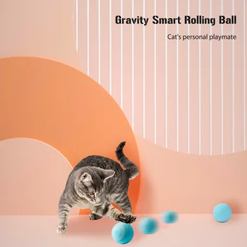 Умный катящийся мяч со светодиодной подсветкой, Забавный автоматический катящийся мяч, Интерактивные игрушки, мяч для упражнений, кошачий мяч, USB-перезаряжаемые принадлежности для домашних животных