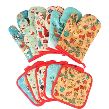2 шт./компл. Рождественские перчатки, рукавицы для микроволновой печи, 2 шт., Перчатки с защитой от ожогов, набор принадлежностей для выпечки в духовке