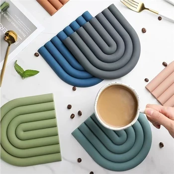 Силиконовый изоляционный коврик Nordic Morandi Rainbow Placemat, коврик для сковороды, Термостойкая утолщенная подставка для творчества