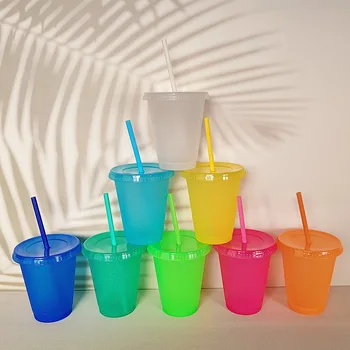 креативная чашка для воды объемом 500 мл, Соломенная чашка с игристым порошком, Пластиковая Соломенная чашка с несколькими спецификациями, Удобная Чашка для напитков