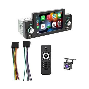 5-дюймовая автомобильная стереосистема на один Din, беспроводной CarPlay Android с автоматической зеркальной связью, радио с сенсорным экраном, резервная камера Bluetooth, FM USB