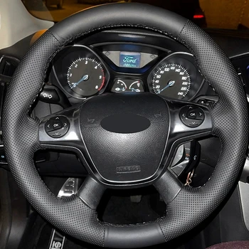 Противоскользящее покрытие для Ford Focus 3 C-MAX KUGA Escape 2011-2016, Оплетка из искусственной кожи, Обертка рулевого колеса автомобиля, автомобильные аксессуары