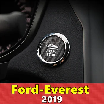 Для крышки кнопки запуска двигателя автомобиля Ford Everest Наклейка из настоящего углеродного волокна 2019