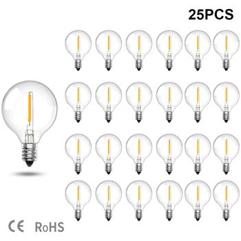 Сменные светодиодные лампочки G40 Винтажное стекло 1 Вт E12 220 В Эквивалентная 5 Вт лампа накаливания Декоративные светодиодные лампочки для гирлянды