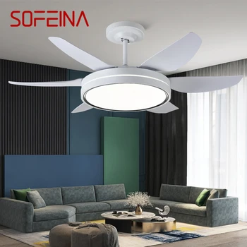 Потолочный вентилятор SOFEINA со светодиодной подсветкой в скандинавском стиле, современный минималистичный ресторан, гостиная, спальня, коммерческий электрический вентилятор