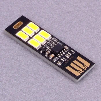Портативная светодиодная лампа Mini USB Power 6 мощностью 1 Вт, сенсорный диммер 5 В, теплый/чистый белый свет для ноутбука с блоком питания