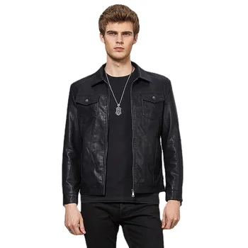 Мужская одежда, кожаная куртка, мужская утолщенная модная повседневная мотоциклетная кожаная куртка с лацканами, дизайн пуговиц для костюма