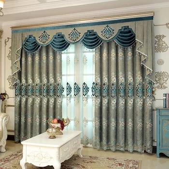 Роскошные шторы с вышивкой европейской синелью для гостиной, столовой, спальни, серо-голубая оконная занавеска, современное затемняющее оформление