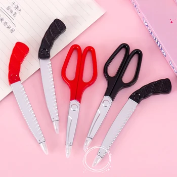 Креативная Шариковая ручка, Ножницы, Ручки в форме художественного Ножа 0,5 мм, Черные Письменные Принадлежности, Канцелярские принадлежности для студентов, Школьные Принадлежности