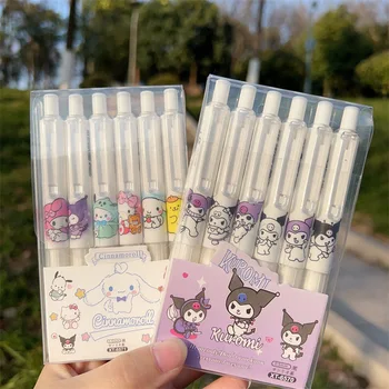 Sanrio Kawaii Kuromi Cinnamoroll Гелевые Ручки Hello Kitty Канцелярские Принадлежности Мультфильм Аниме Канцелярские Принадлежности 0,5 мм Черные Студенческие Принадлежности