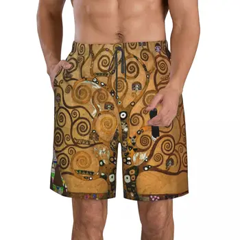 Klimt Tree Of Life, повседневные шорты с плоской передней частью для мужчин, пляжные брюки с завязками, комфортные шорты для дома