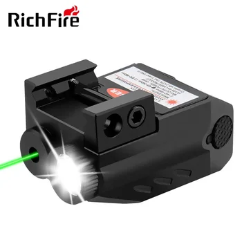Richfire Tactical LED Weapon Fashlight Красный лазерный прицел Combo 350LM Перезаряжаемый пистолетный фонарь Компактный оружейный фонарь для крепления на рейку