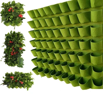 Зеленая Вертикальная Подвесная садовая сеялка, цветочные горшки, сумка для настенного крепления