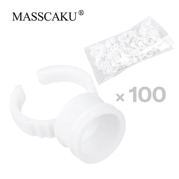 MASSCAKU Оптовая Продажа 100ШТ Белых пластиковых Стаканчиков с клеевым кольцом Для наращивания ресниц, Держателя пигмента, поставщика косметических инструментов для макияжа