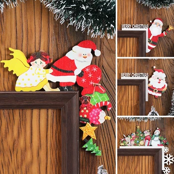 2023 Navidad Рождественский Орнамент Дверной коробки Санта-Лось Деревянная Дверная коробка Рождественские Украшения Декор дома Новогодние подарки
