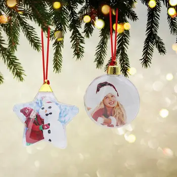Прозрачный Рождественский шар, круглая пятизвездочная фоторамка, Подвесная Рождественская елка, подвесной шар, держатель для фотографий, украшения для Рождественской елки