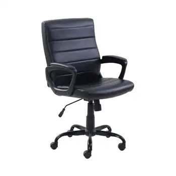 Офисное кресло менеджера из кожи со средней спинкой, черное