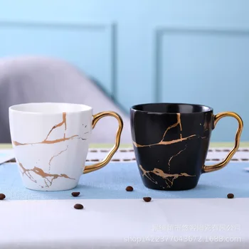 Nordic light роскошная чашка из золотистого мрамора, кофейная матовая керамическая чашка