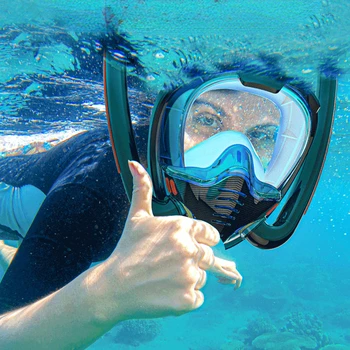 Маска для подводного плавания с маской и трубкой Панорамный вид на 180 градусов, маска для подводного плавания с маской и трубкой в анфас, маски для защиты от запотевания и протечек