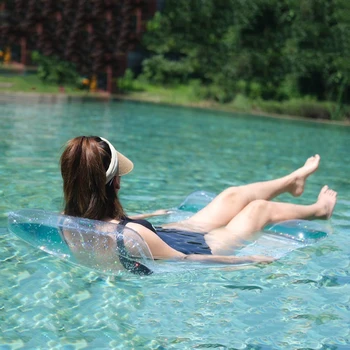 Водный гамак с откидной спинкой, Портативный надувной плавающий матрас для плавания, складной с блестками, аксессуары для бассейна