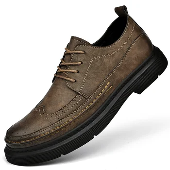 Мужская Повседневная обувь из натуральной кожи, Роскошные Мужские Оксфорды, Обувь с перфорацией типа 